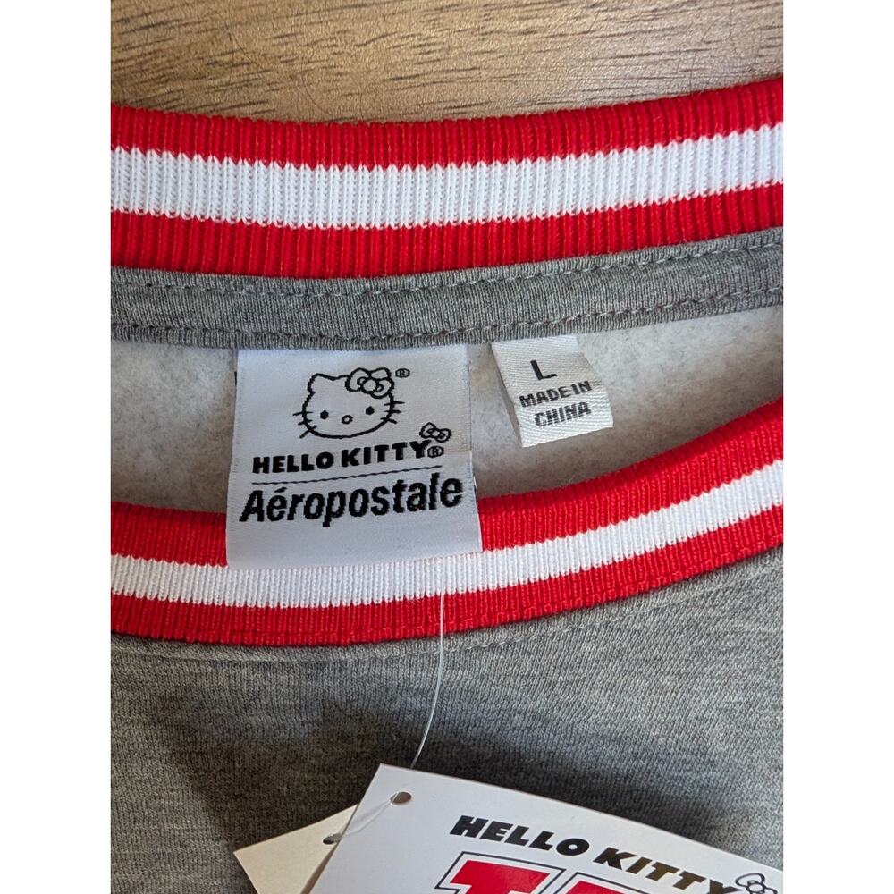 Aeropostale Sweatshirt Womens Large Gray Hello Kitty Graphic Print Crew Neck NWT - Picture 3 of 4